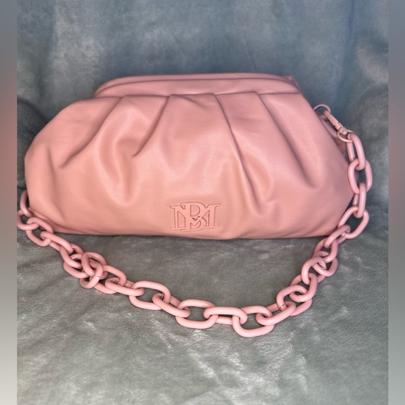 Badgley Mischka Blush Pink Chain-Strap Wrapped Frame Clutch Shoulder Bag - Picture 2 of 12